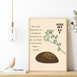 Boho Shapes Einfache grüne Blume Zitat Poster