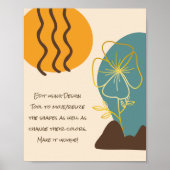 Boho Shapes Simple Gold Blume Quote Poster (Vorne)