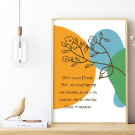 Boho Shapes Simple Lineart Blume Calm Quote Poster