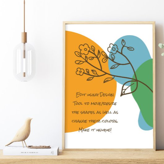 Boho Shapes Simple Lineart Blume Calm Quote Poster