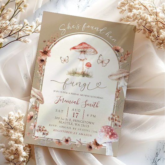 Boho She hat ihr Mushroom-Brautparty gefunden Einladung