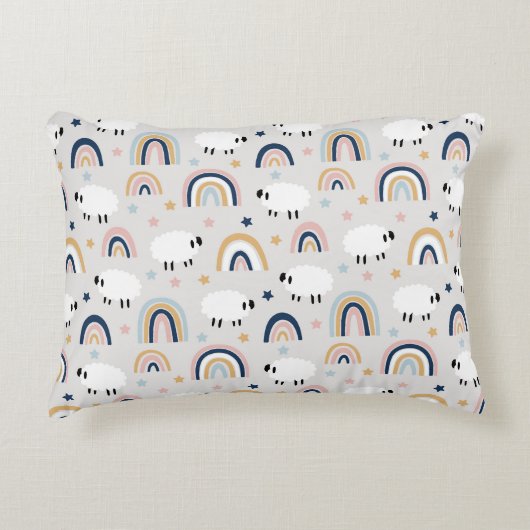 Boho Sheep Rainbow Print Dekokissen (Vorderseite)