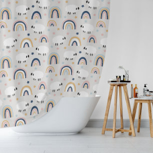 Boho Sheep Rainbow Print Duschvorhang