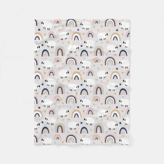 Boho Sheep Rainbow Print Fleecedecke (Vorderseite)