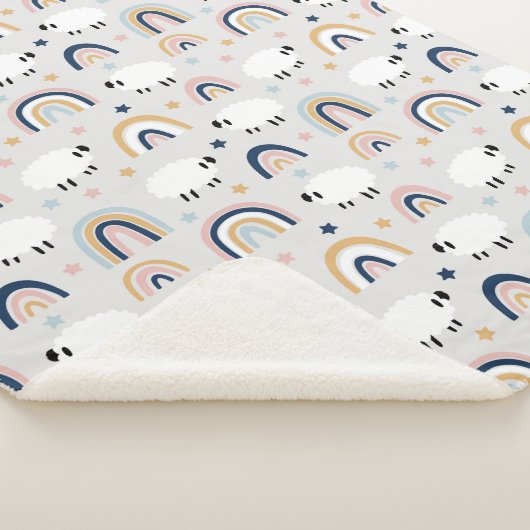 Boho Sheep Rainbow Print Sherpadecke (3/4)