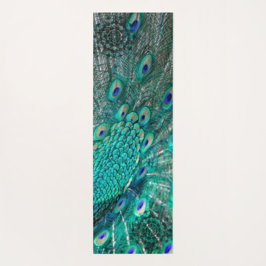 Boho Shimmering Chic Peacock Feather Yogamatte (Rückseite)