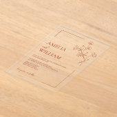 Boho Sienna Terracotta Floral Wedding Acryleinladungen (Ablage )