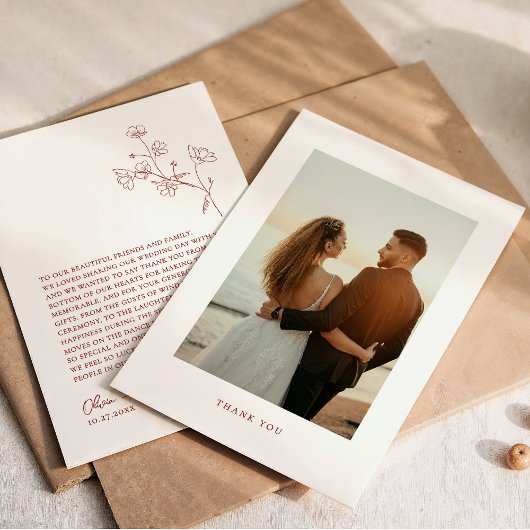 Boho Sienna Terracotta Floral Wedding Dankeskarte