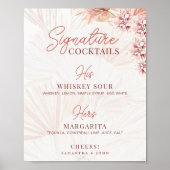 Boho Signature Cocktails seine Getränke Hochzeit Poster (Vorne)