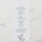 Boho-Silber-Blumen-Hochzeitsprogramm Programm (Rückseite)