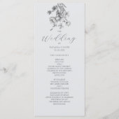 Boho-Silber-Blumen-Hochzeitsprogramm Programm (Vorderseite)