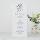 Boho Silver Floral Wedding Program Programm (Stehend Vorderseite)