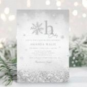 Boho Silver Glitzer Snowflake Winter Baby Dusche Einladung