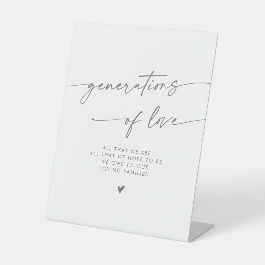 Boho Silver Gray Generations of Liebe Wedding Sockelschild (Vorderseite)