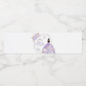 Boho Silver Lila Floral Butterfly Quinceañera Wasserflaschenetikett (Einzelnes Label)