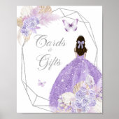 Boho Silver Lilac Blume 15 Años Karten und Geschen Poster (Vorne)