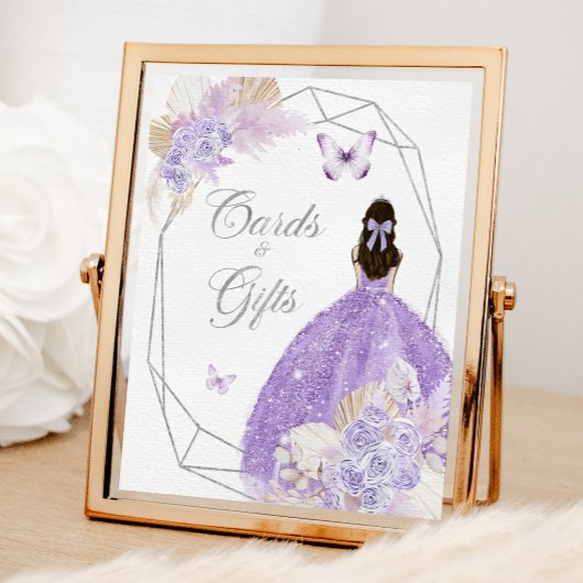 Boho Silver Lilac Blume 15 Años Karten und Geschen Poster