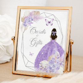 Boho Silver Lilac Blume 15 Años Karten und Geschen Poster