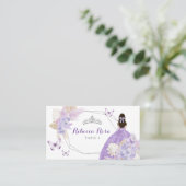 Boho Silver Lilac Floral Butterfly Quinceañera Platzkarte (Stehend Vorderseite)