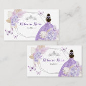 Boho Silver Lilac Floral Butterfly Quinceañera Platzkarte (Vorne/Hinten)