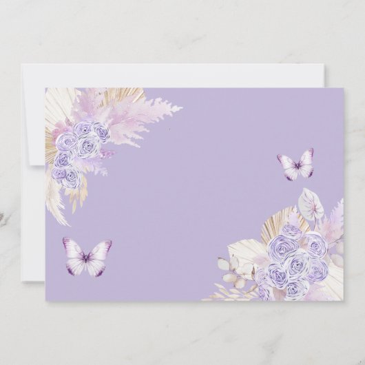 Boho Silver Lilac Floral Quinceañera Save the Date Einladung (Rückseite)
