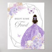 Boho Silver Lilac Geometric Quinceañera Food Poster (Vorne)