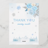 Boho Silver Snowflake Winter Baby Dusche Danke Folieneinladung (Rückseite)