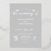 Boho Silver Trendy Script Wedding Folieneinladung (Vorderseite)