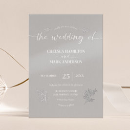 Boho Silver Trendy Script Wedding Folieneinladung