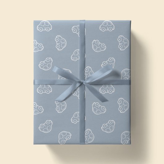 Boho Simple Autos Fahrzeug Modern Süßer Junge Blau Geschenkpapier