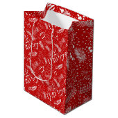 Boho Simple Blätter Weihnachten Mittlere Geschenktüte (Vorderseite Schrägansicht)