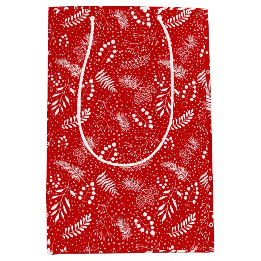 Boho Simple Blätter Weihnachten Mittlere Geschenktüte (Vorderseite)
