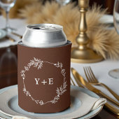 Boho Simple Brown Monogrammed Wedding Dosenkühler