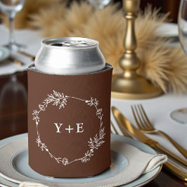 Boho Simple Brown Monogrammed Wedding Dosenkühler