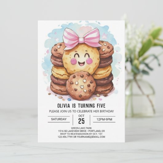Boho Simple Candyland Cookies Geburtstag Einladung (Stehend Vorderseite)