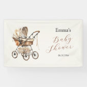 Boho Simple Carriage Floral Neutral Baby Dusche Banner (Horizontal)