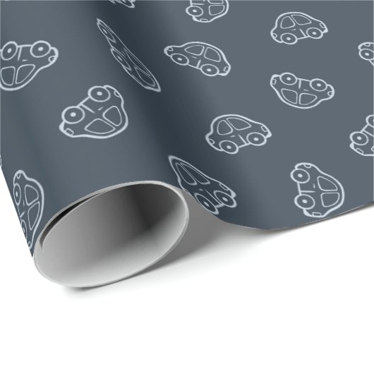 Boho Simple Cars Vehicle Modern Cute Boy Dark Blue Geschenkpapier (Rolleneckpunkt)