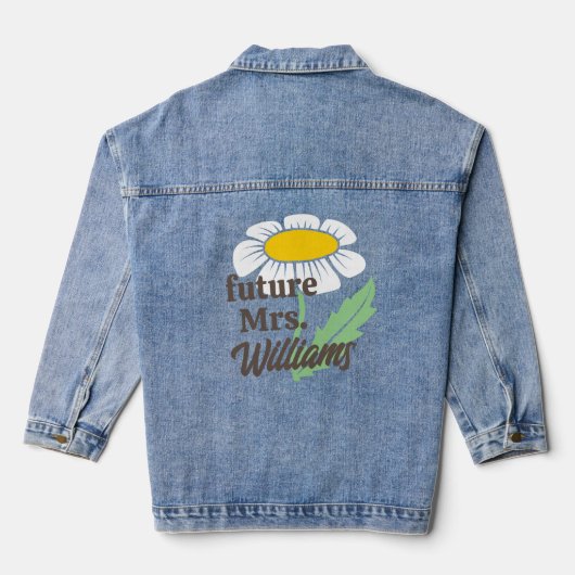 Boho Simple Daisy Future Frau Nachname Bride Jeansjacke (Rückseite)