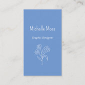 Boho Simple Daisy QR-Code Graphic Designer Blue Visitenkarte (Vorderseite)