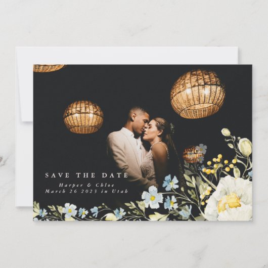 Boho Simple Elegant Wild Blume Wedding Save The Date (Vorderseite)