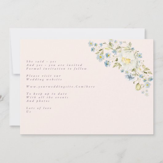 Boho Simple Elegant Wild Blume Wedding Save The Date (Rückseite)