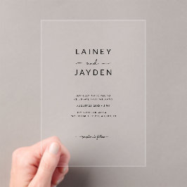 Boho Simple Elegante Script Wedding Clear Acryleinladungen
