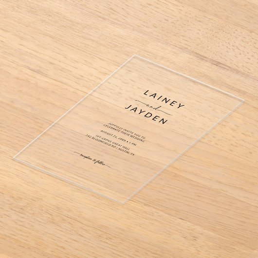 Boho Simple Elegante Script Wedding Clear Acryleinladungen (Ablage )