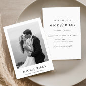 Boho Simple Elegante Text and Foto Wedding Save The Date