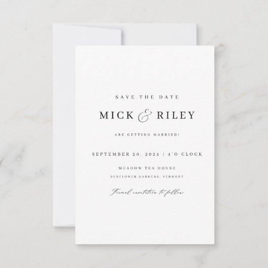 Boho Simple Elegante Text and Foto Wedding Save The Date (Rückseite)