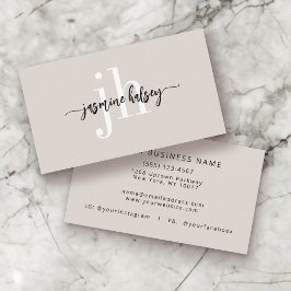 Boho Simple Minimal Monogram Beige Business Card Visitenkarte