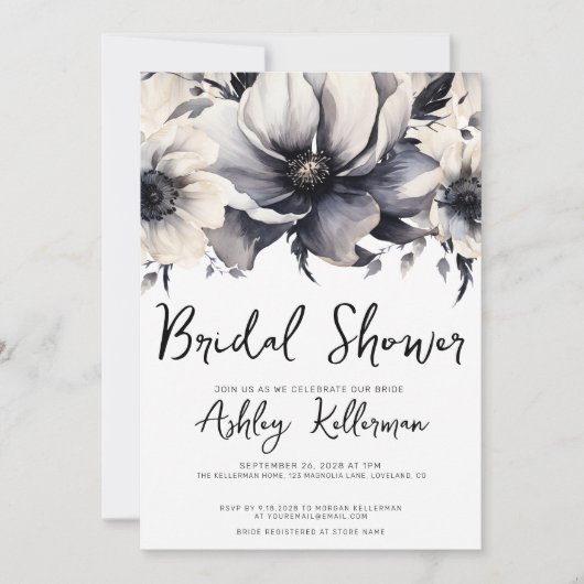 Boho Simple Modern Floral Brautparty Einladung (Vorderseite)