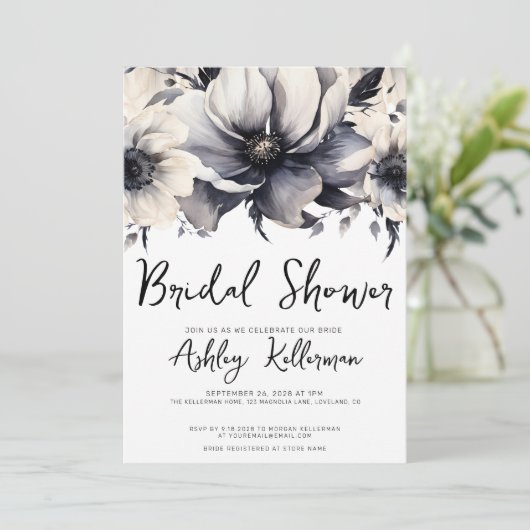 Boho Simple Modern Floral Brautparty Einladung (Stehend Vorderseite)