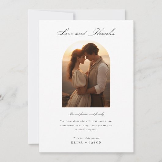 Boho Simple Modern Foto Wedding Dankeskarte (Vorderseite)