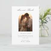 Boho Simple Modern Foto Wedding Dankeskarte (Stehend Vorderseite)